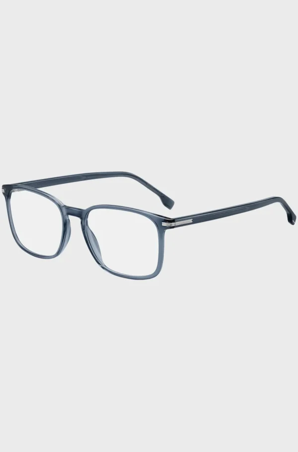 HUGO BOSS Óculos>Armações óticas De Acetato Azul Com Dobradiças Em Tom Prateado