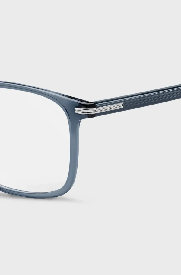 HUGO BOSS Óculos>Armações óticas De Acetato Azul Com Dobradiças Em Tom Prateado