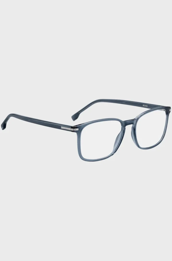 HUGO BOSS Óculos>Armações óticas De Acetato Azul Com Dobradiças Em Tom Prateado