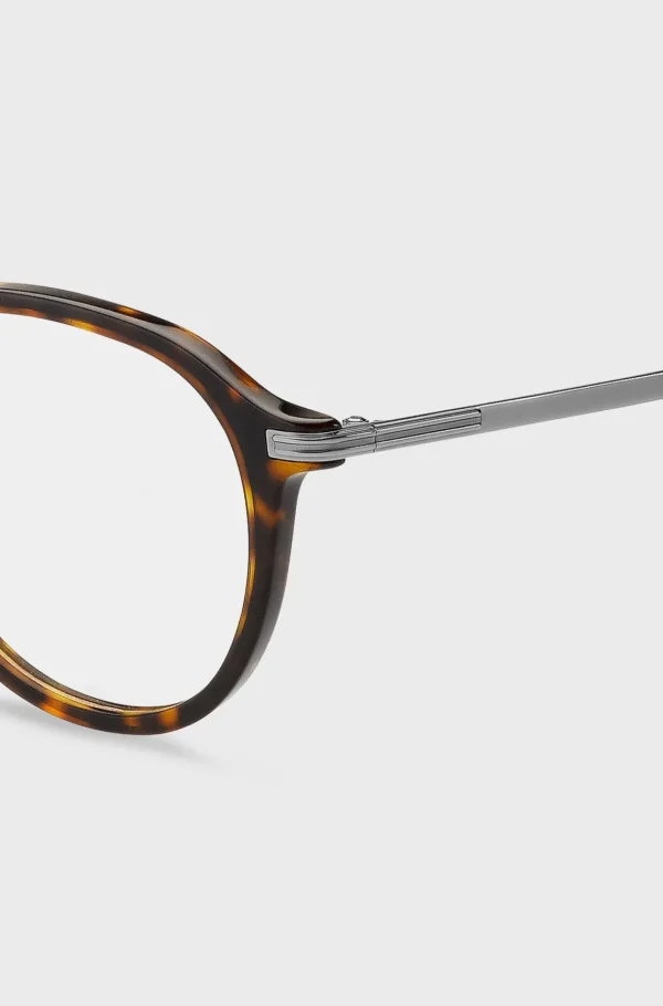 HUGO BOSS Óculos>Armações óticas De Acetato De Havana Com Material De Assinatura