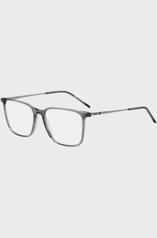 HUGO BOSS Óculos>Armações óticas Em Acetato Transparente Com Hastes Metálicas