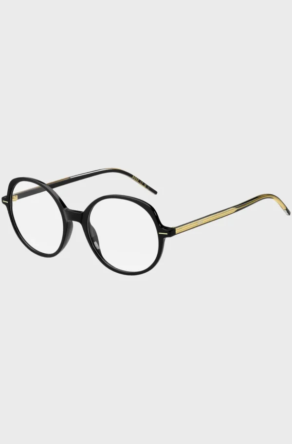 MULHER HUGO BOSS Óculos>Armações óticas Em Acetato Preto Com Detalhes Dourados