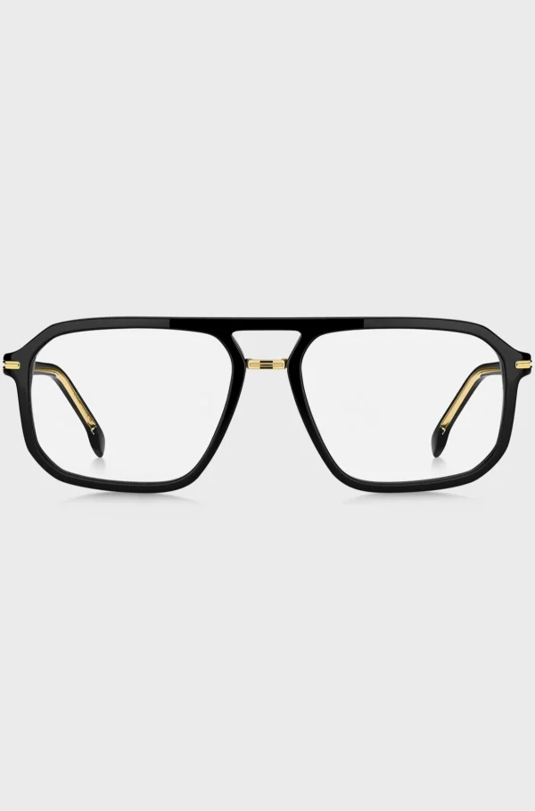 HUGO BOSS Óculos>Armações óticas Em Acetato Preto Com Acabamentos Em Tom Dourado