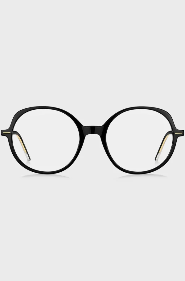 MULHER HUGO BOSS Óculos>Armações óticas Em Acetato Preto Com Detalhes Dourados