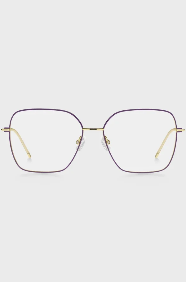 MULHER HUGO BOSS Óculos>Armações óticas Em Aço Dourado Com Detalhes Em Roxo