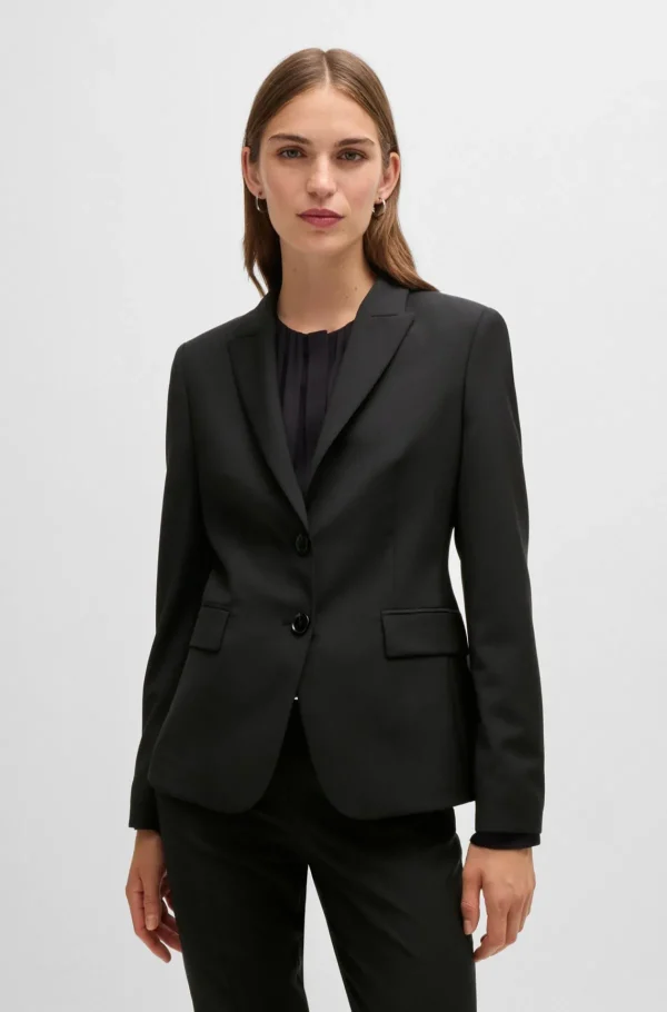 MULHER HUGO BOSS Artigos Essenciais>Blazer De Ajuste Regular Em Lã Virgem