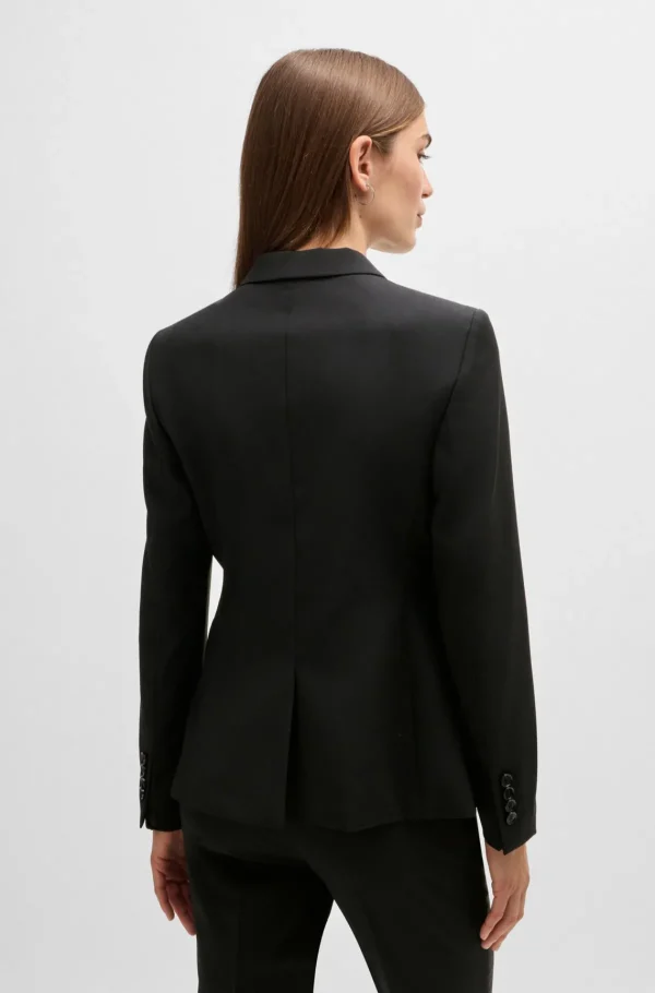 MULHER HUGO BOSS Artigos Essenciais>Blazer De Ajuste Regular Em Lã Virgem