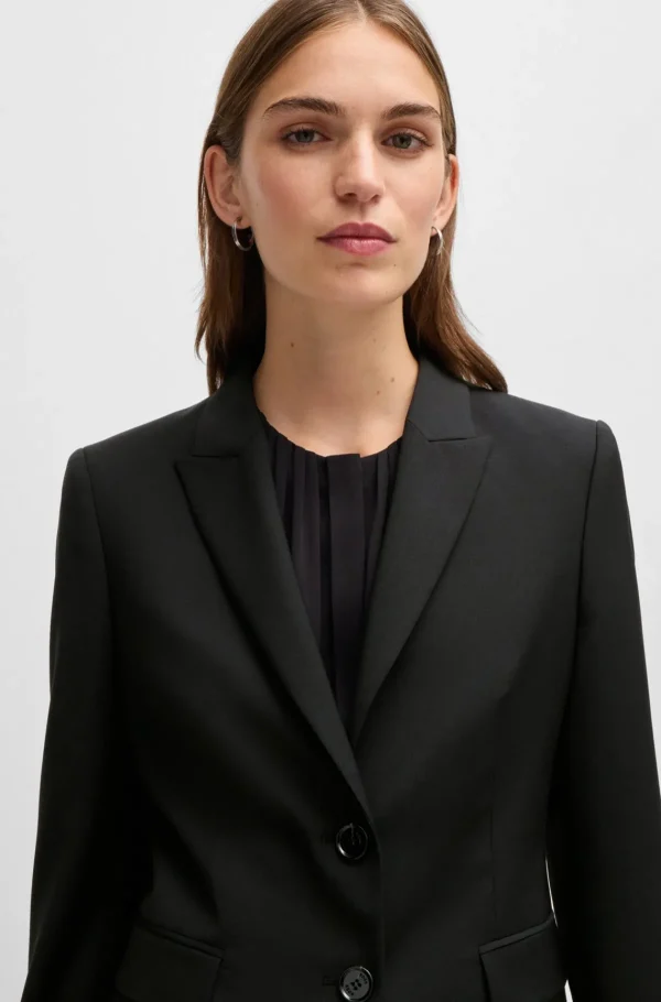 MULHER HUGO BOSS Artigos Essenciais>Blazer De Ajuste Regular Em Lã Virgem