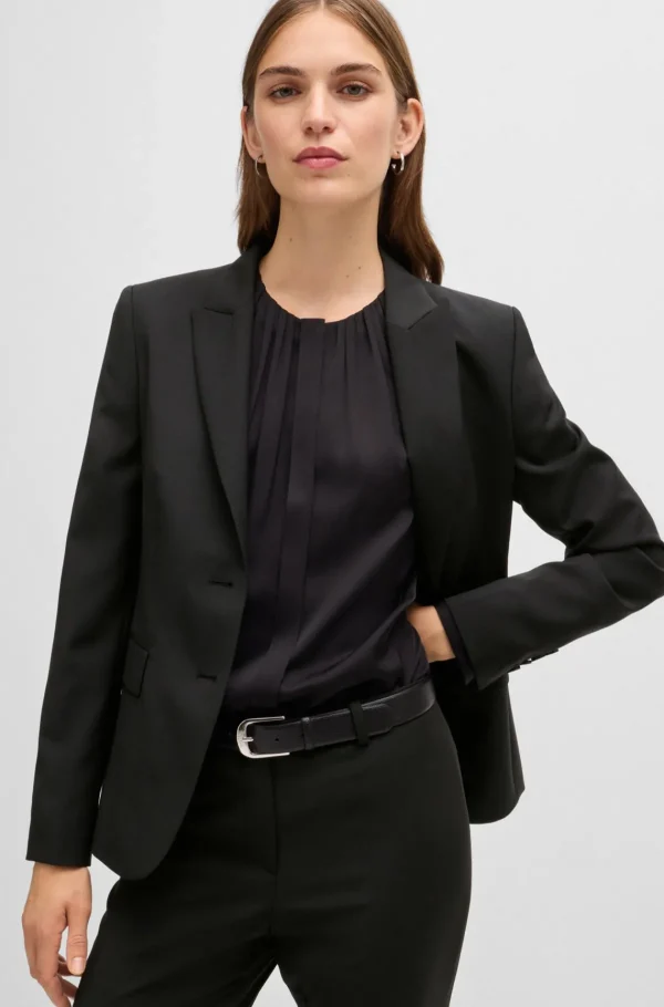 MULHER HUGO BOSS Artigos Essenciais>Blazer De Ajuste Regular Em Lã Virgem