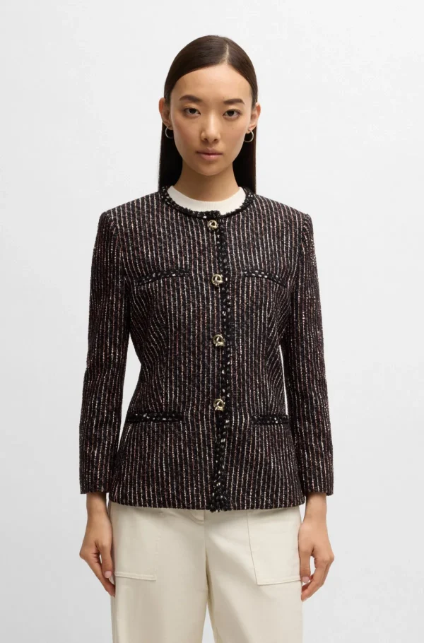 MULHER HUGO BOSS Blazers>Blazer De Ajuste Slim Em Bouclé Multicolor