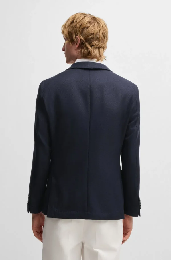 HUGO BOSS Blazers>Blazer De Ajuste Slim Em Lã Virgem Com Micropadrão