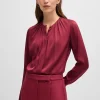 MULHER HUGO BOSS Blusas>Blusa Com Gola Enrufada Em Seda Elástica Crepe De Chine