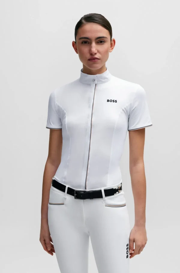 MULHER HUGO BOSS Blusas>Blusa De Espetáculo Equestre Com Meio Em Algodão Elástico