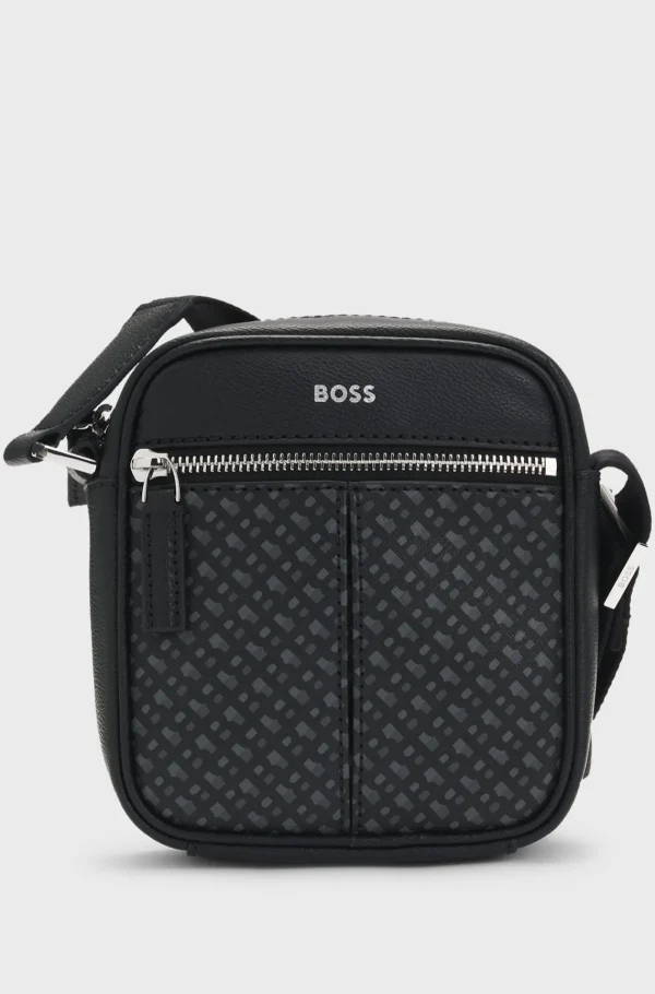 HUGO BOSS Malas>Bolsa Repórter Com Painel De Monograma E Logótipo Estampado Em Folha De Alumínio