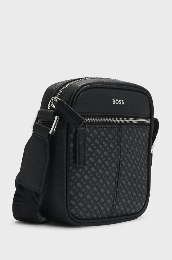 HUGO BOSS Malas>Bolsa Repórter Com Painel De Monograma E Logótipo Estampado Em Folha De Alumínio