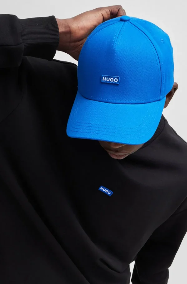 HUGO BOSS Bonés E Gorros>Boné Em Sarja De Algodão Com A Etiqueta Com Logótipo Bordado