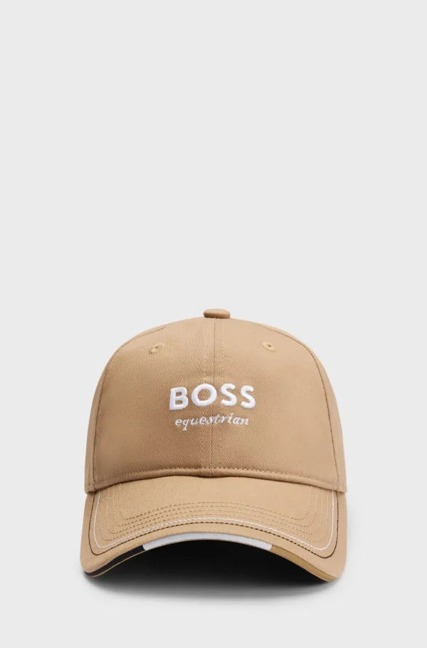 MULHER HUGO BOSS Bonés>Boné Equestre Com Logótipo Bordado Com Alça De Pele