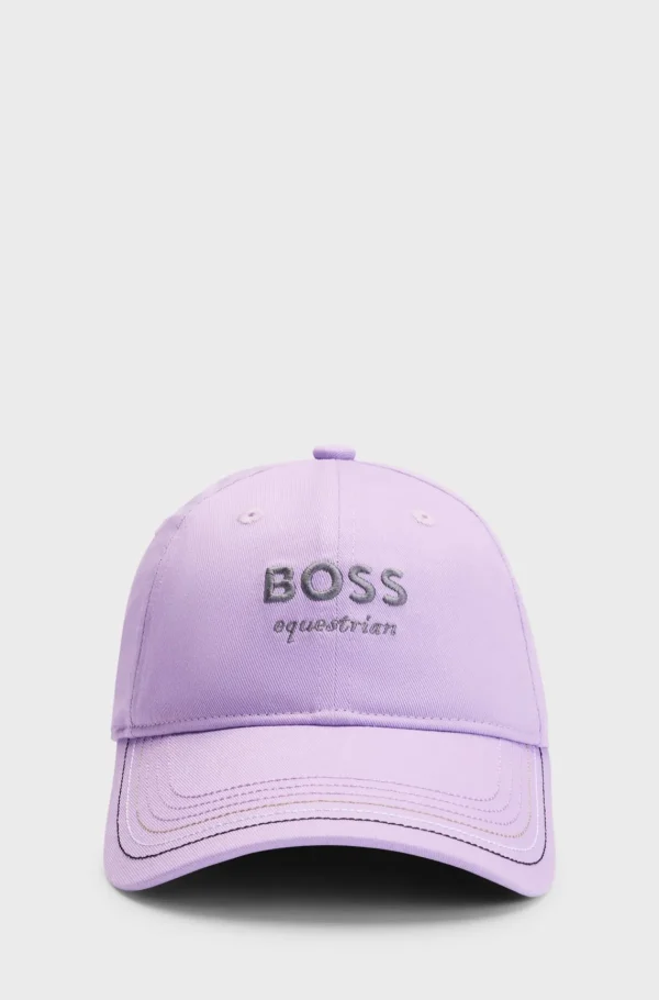 MULHER HUGO BOSS Roupa De Equitação>Boné Equestre Com Logótipo Bordado Com Alça De Pele