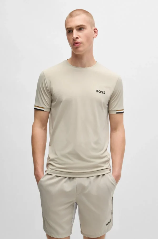 HUGO BOSS Ténis E Padel>BOSS X Matteo Berrettini T-shirt Em Tecido Waffle Com Motivo De Riscas De Assinatura