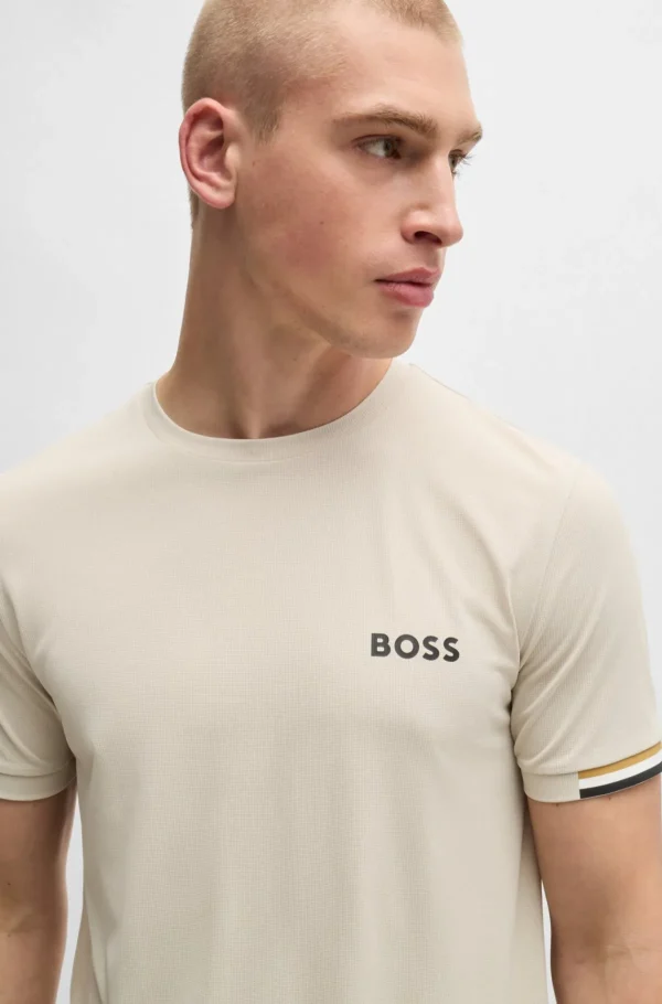 HUGO BOSS Ténis E Padel>BOSS X Matteo Berrettini T-shirt Em Tecido Waffle Com Motivo De Riscas De Assinatura