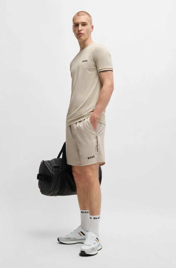 HUGO BOSS Ténis E Padel>BOSS X Matteo Berrettini T-shirt Em Tecido Waffle Com Motivo De Riscas De Assinatura