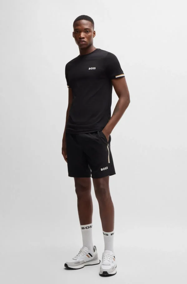 HUGO BOSS Ténis E Padel | T-Shirts>BOSS X Matteo Berrettini T-shirt Em Tecido Waffle Com Motivo De Riscas De Assinatura