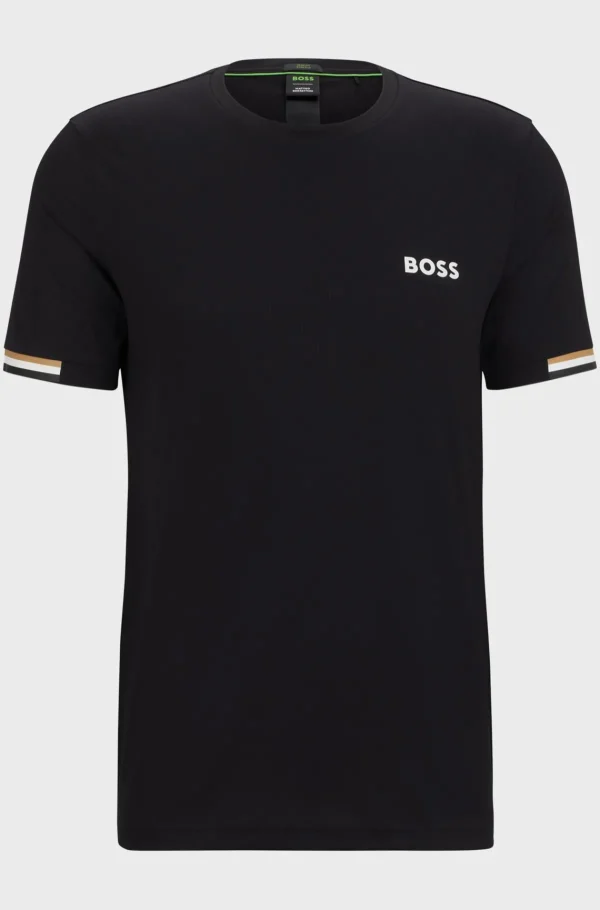 HUGO BOSS Ténis E Padel | T-Shirts>BOSS X Matteo Berrettini T-shirt Em Tecido Waffle Com Motivo De Riscas De Assinatura