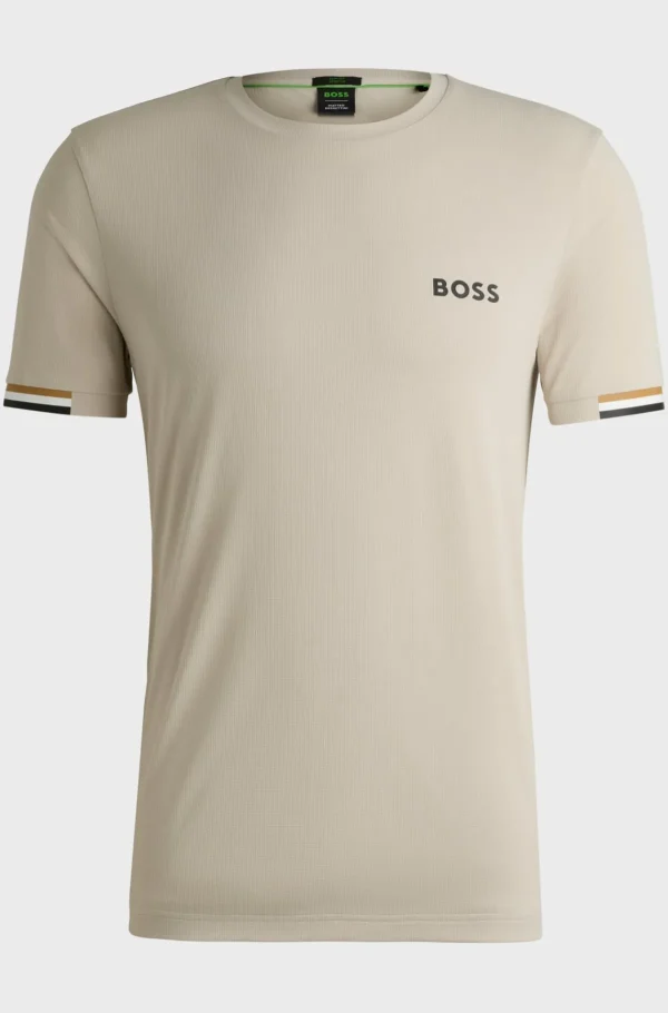 HUGO BOSS Ténis E Padel>BOSS X Matteo Berrettini T-shirt Em Tecido Waffle Com Motivo De Riscas De Assinatura