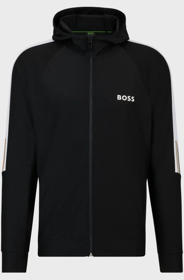 HUGO BOSS Sweats E Hoodies>BOSS X MATTEO BERRETTINI Camisola Com Capuz Com Fecho De Ajuste Regular Com Arte De Riscas De Assinatura