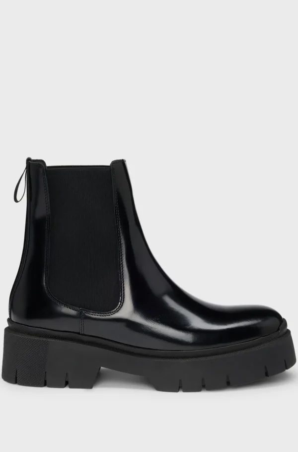 MULHER HUGO BOSS Botas>Botas Chelsea De Pele Sintética Com Sola Grossa