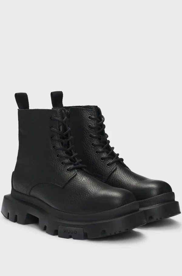 HUGO BOSS Botas>Botas Com Atacadores Em Pele Granulada Com Sola Volumosa