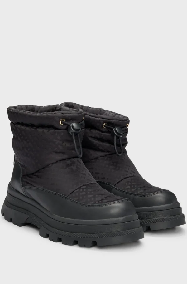 MULHER HUGO BOSS Botas>Botas De Ajuste Slim Com Padrão De Monograma E Acabamentos Em Pele