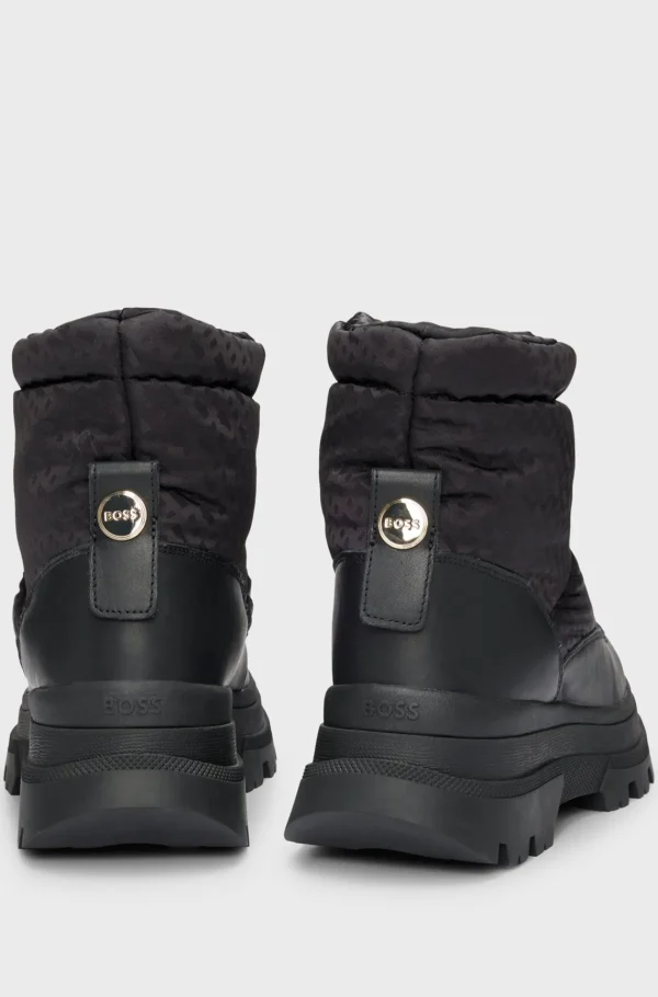 MULHER HUGO BOSS Botas>Botas De Ajuste Slim Com Padrão De Monograma E Acabamentos Em Pele