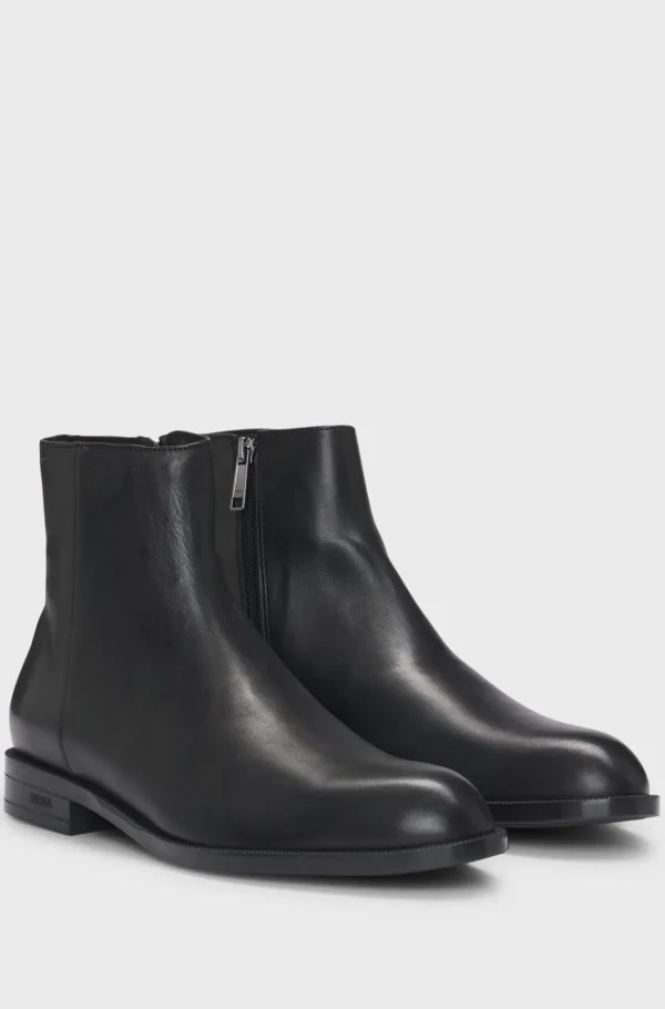 HUGO BOSS Botas>Botins De Pele Com Logótipo Em Relevo E Fecho Lateral