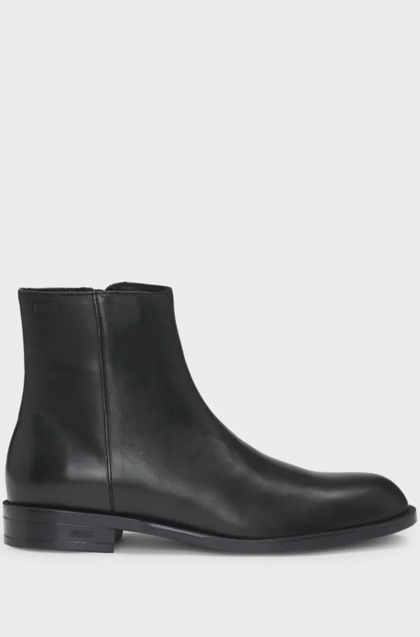 HUGO BOSS Botas>Botins De Pele Com Logótipo Em Relevo E Fecho Lateral