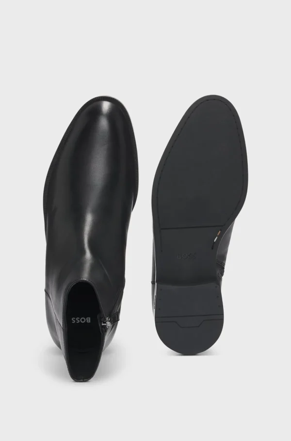 HUGO BOSS Botas>Botins De Pele Com Logótipo Em Relevo E Fecho Lateral