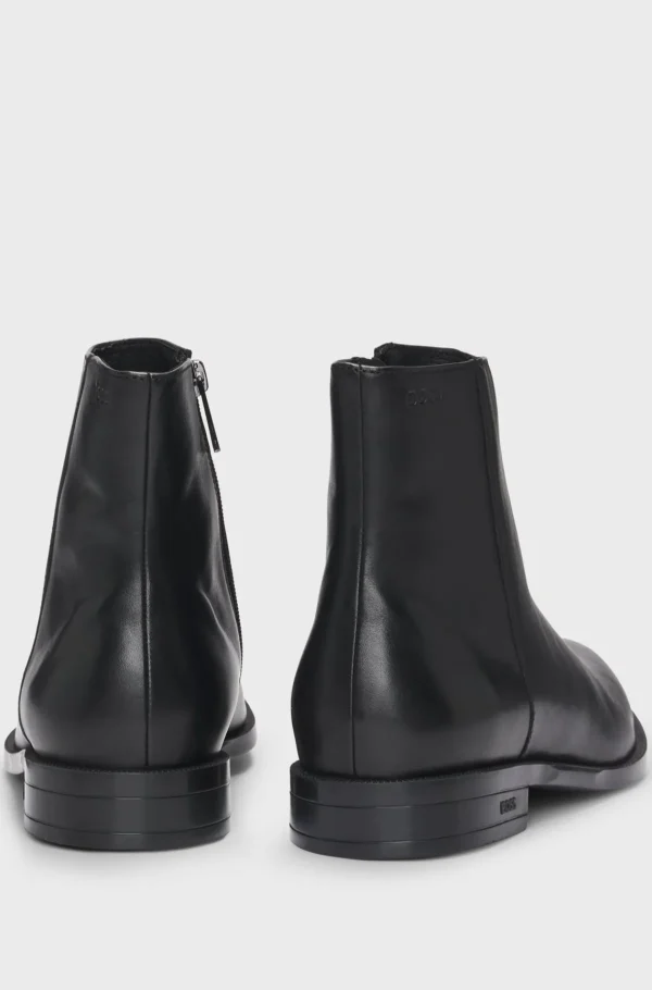 HUGO BOSS Botas>Botins De Pele Com Logótipo Em Relevo E Fecho Lateral