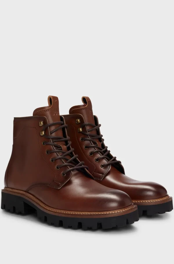 HUGO BOSS Botas>Botins Em Pele Polida Com Biqueira De Avental