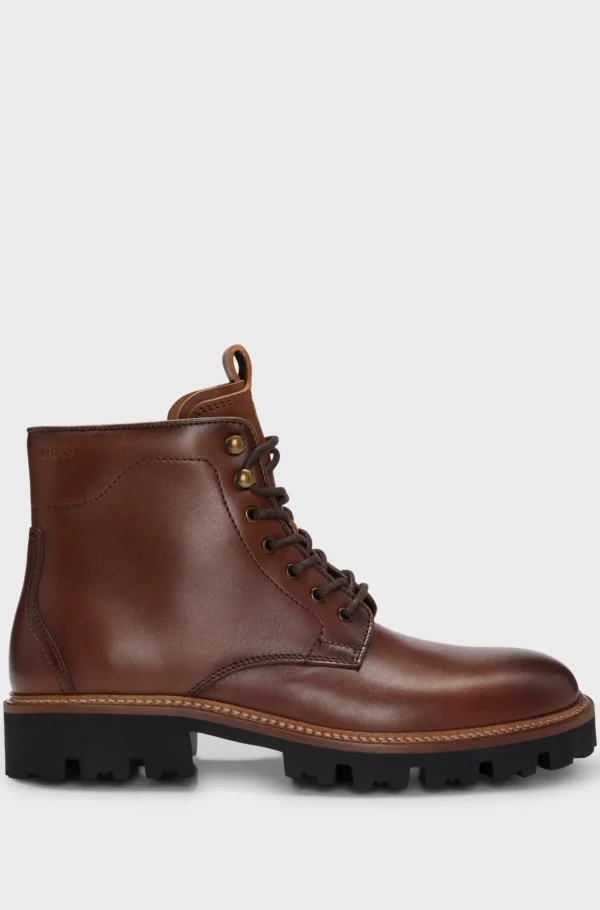 HUGO BOSS Botas>Botins Em Pele Polida Com Biqueira De Avental