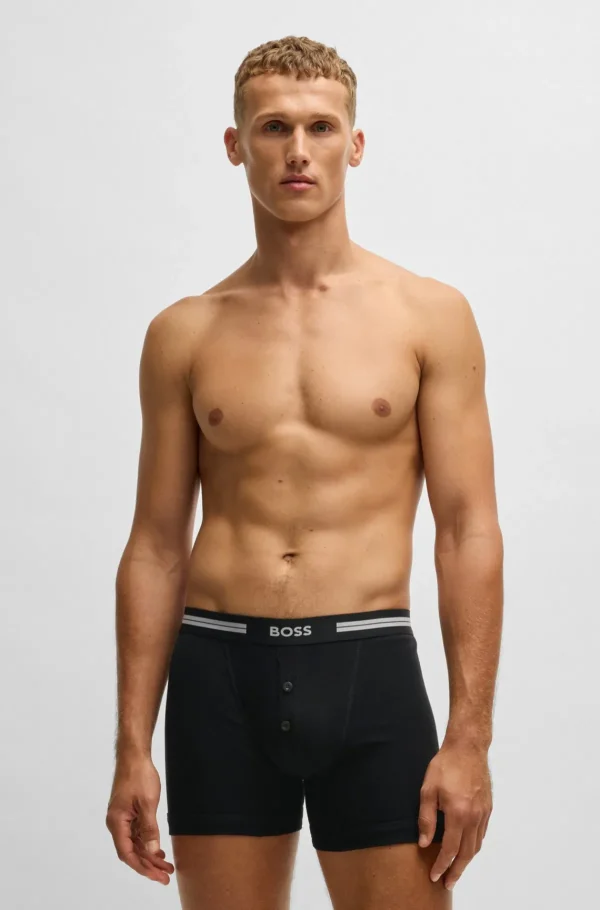 HUGO BOSS Roupa Interior>Boxers Em Algodão Canelado Com Cintura De Logótipo