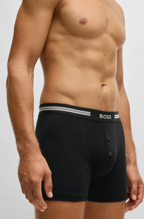 HUGO BOSS Roupa Interior>Boxers Em Algodão Canelado Com Cintura De Logótipo