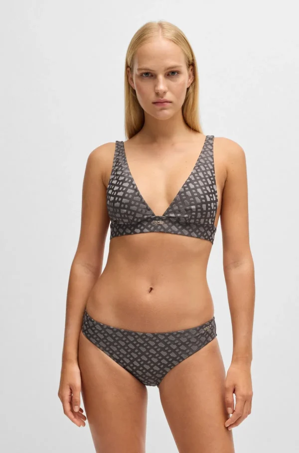 MULHER HUGO BOSS Fatos De Banho>Bralette De Biquíni Em Jacquard De Monograma Com Logótipo