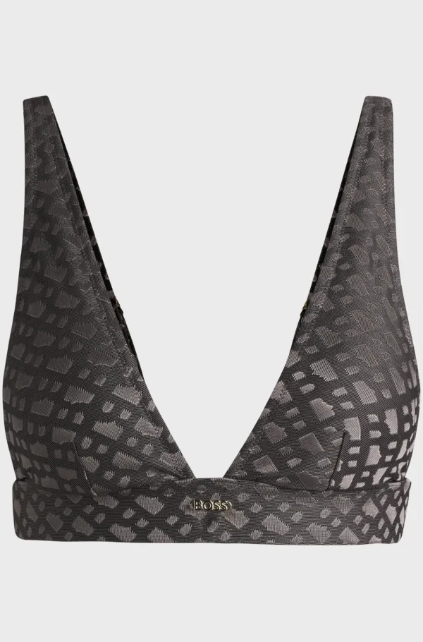 MULHER HUGO BOSS Fatos De Banho>Bralette De Biquíni Em Jacquard De Monograma Com Logótipo