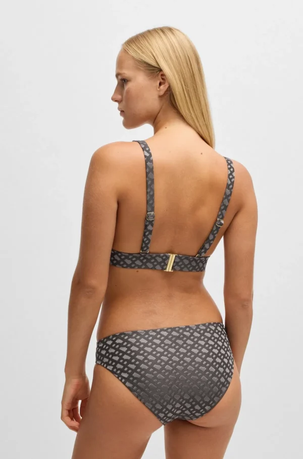 MULHER HUGO BOSS Fatos De Banho>Bralette De Biquíni Em Jacquard De Monograma Com Logótipo