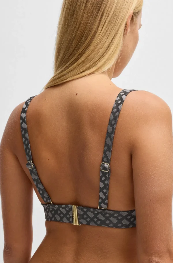 MULHER HUGO BOSS Fatos De Banho>Bralette De Biquíni Em Jacquard De Monograma Com Logótipo