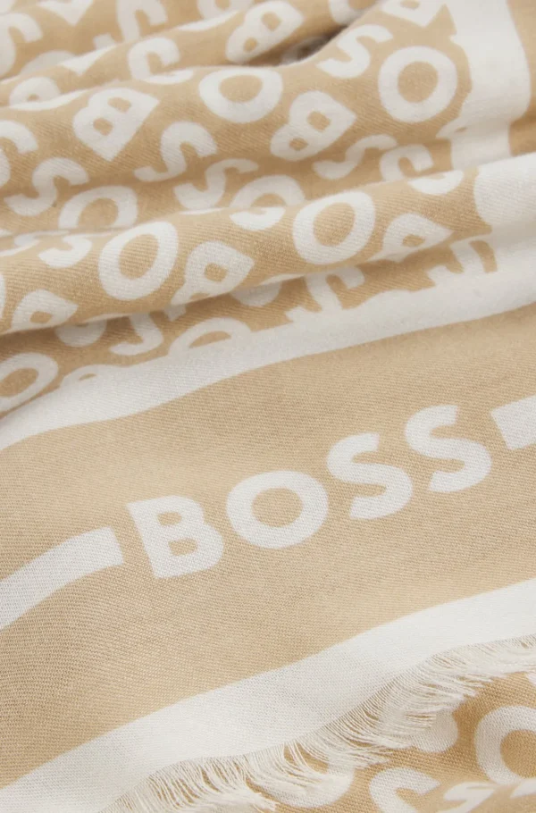 MULHER HUGO BOSS Lenços>Cachecol Estampado Com Logótipo Em Modal E Seda