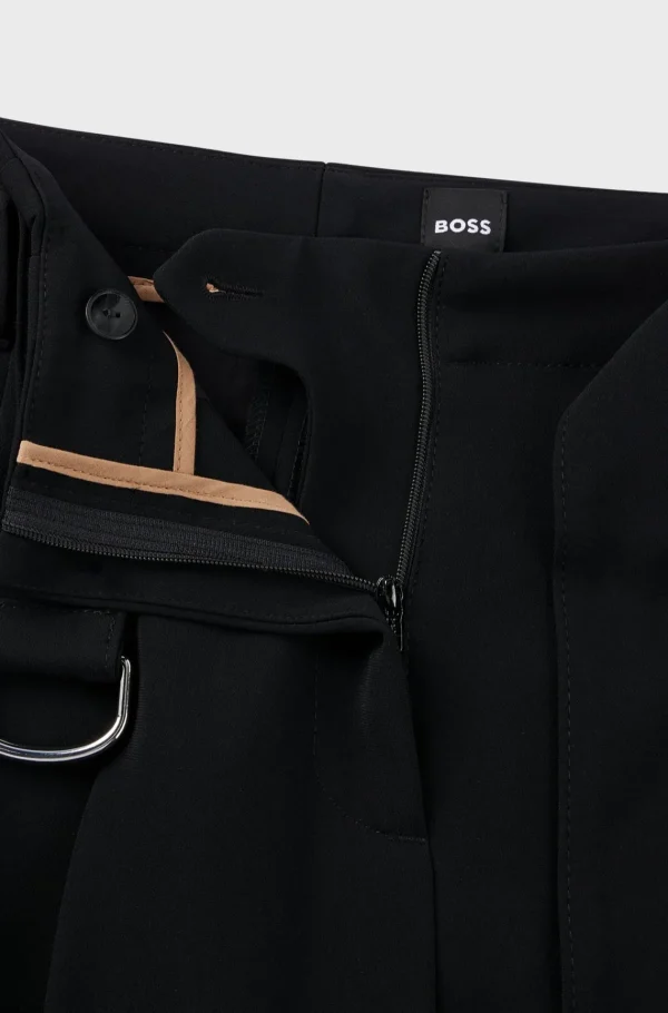 MULHER HUGO BOSS Fatos | Artigos Essenciais>Calças Curtas De Ajuste Regular Em Crepe Resistente A Vincos