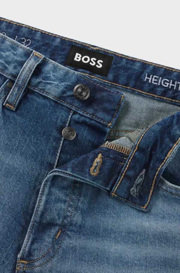 MULHER HUGO BOSS Calças De Ganga>Calças De Ajuste Direito Em Ganga Elástica Confortável Em Azul Desbotado