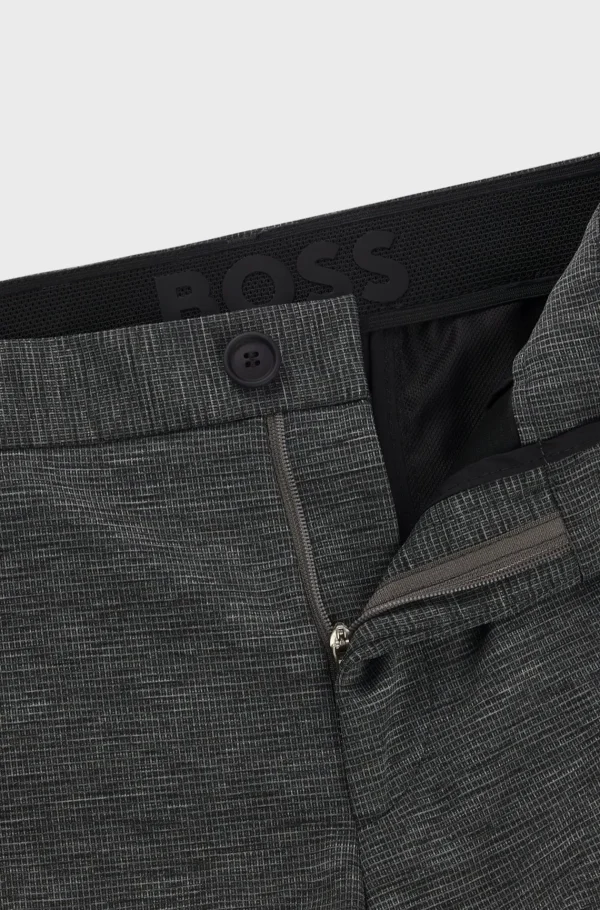 HUGO BOSS Calças E Calções>Calças De Ajuste Slim Em Jersey Elástico De Alto Desempenho Com Micropadrão