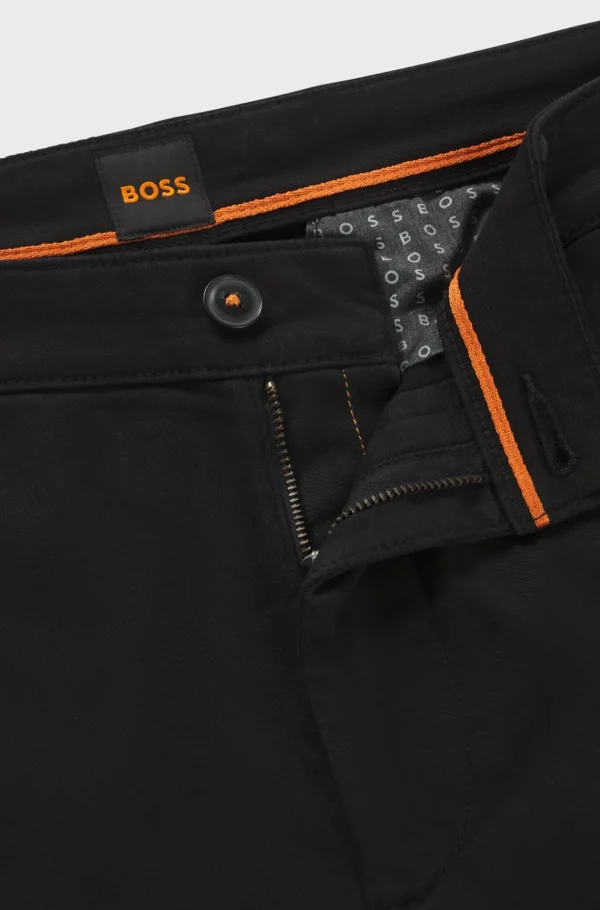 HUGO BOSS Calças E Calções>Calças De Ajuste Slim Em Sarja De Algodão Elástico